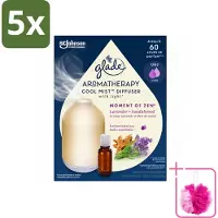 Glade 5 x – Aromatherapy Mist Diffuser – Starterpakket – Houder + Moment of Zen Navulling - 17,4 ml - Bulkverpakking - Aromatherapie - Douchemop - Ontspanning