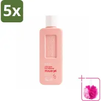 Seepje 5 x - Douchegel - Natuurlijke Geur - Witte Perzik en Cederhout - 300 ml - Bulkverpakking - Douchegel - Douchemop - Natuurlijke douchegel