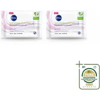 Nivea 2 x - Reinigingsdoekjes - Verzachtend - Droge Huid - Verwijdert Waterbestendige Make-up - 25 Doekjes - Wasstrips - Gezichtsreiniging - Droge Huid - Make-up Verwijderen - Amandelolie - Hydra Iq