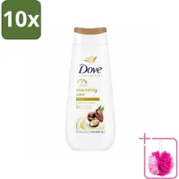 Dove 10 x Douchecrème - Nourishing Care - Arganolie - 225 ml - Bulkverpakking - Douchegel - Douchemop - Voedende huid