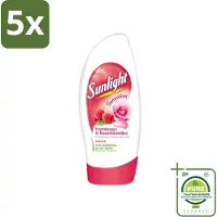 Sunlight 5 x - Douchegel - PH Neutraal - Rozen En Frambozen - 250 ml - Grootverpakking - Vaatwasstrips - Douchegel - Zachte Reiniging - PH Neutraal - Roze Geur - Frambozen Geur
