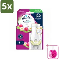 Glade 5 x - Houder Elektrische Olie - Relaxing Zen - Bulkverpakking - Relaxatie - Douchemop - Ontspanning