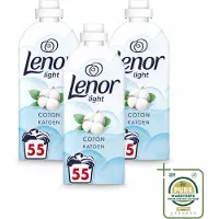 Lenor 3 x Light - Wasverzachter - Katoen - Fris & Zacht - 55 Wasbeurten - Wasstrips - Wasverzachter Katoen - Wasverzachter Fris - Wasverzachter Milde - Wasverzachter Zacht - Wasverzachter Bloemig