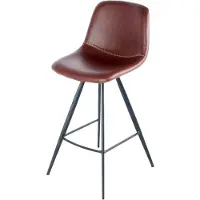Padiro barkruk - 2-delige set - 47,5 x 102 x 56,5 cm - Donkerbruin / Zwart - Industrieel - Kunstleer, Metaal - met rugleuning