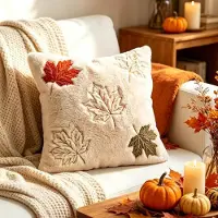 Snq Herfst- en Halloween Kussenhoes 45x45 cm - Boerderijstijl - Zacht Pluche - Kleurrijk - Zonder Binnenkussen - 1 Stuk - Voor Bank - Sofa en Bed