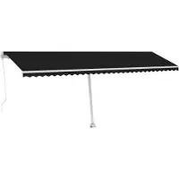 vidaXL Handmatig Zonnescherm 6 x 3 m Antraciet 100% Polyester