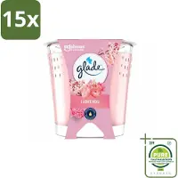 Glade 15 x - Geurkaars I Love You - 100% Raapzaadwas & Vegan - 112 g - Grootverpakking - Vaatwasstrips - Geurkaars - Vegan - Bloemige Geur - Meloen - Perzik