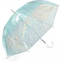Happy Rain Lange Seledyn Glitter Leo Transparante Paraplu