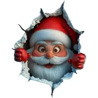 Snq Kerst Raamstickers – Kerstman Muurdoorbrekend Ontwerp – Muursticker - 29×25 cm – Zelfklevend – Verwijderbaar zonder Resten – Voor Ramen, Muren en Glazen Deuren