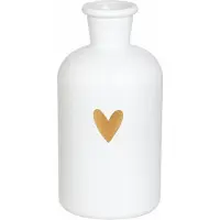 Ideas 4 Seasons Modieuze Witte Glazen Vaas 12cm met Gouden Hart - Decoratief