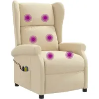 vidaXL - Wingback - elektrische - massage - relaxstoel - Crèmekleurig - Stof