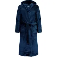 Gaubert Unisex Lange Fleece Badjas Met Capuchon – Donkerblauw