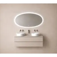 Wiesbaden Oliva Spiegel 160x70cm Ovaal LED Verlichting Met Spiegelverwarming - Glas - Ovaal - Spiegels, Badkamerspiegels - 8721214114643