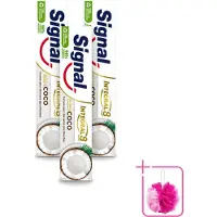 Signal 3 x - Integral & Actions - Tandpasta - Natuurlijke Elementen - Kokos - Voor Witte Tanden - 75 ml - Bulkverpakking - Tandpasta - Douchemop - Natuurlijke tandpasta