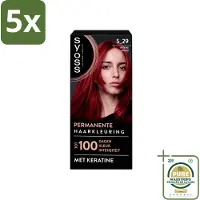 Syoss 5 x - Coloration 5-29 Intens Rood - Haarverf - Grijsdekking - Vermindert Haarbreuk - Wasstrips - Haarverf - Grijsdekking - Permanente Haarkleuring - Intens Rood - Haarverf Grijsdekking