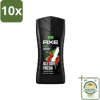 Axe 10 x - 3-in-1 Douchegel - Africa - Squeezed Mandarin & Sandalwood - 12hrs Long Lasting Scent - 250 ml - Wasstrips - Douchegel - Geur Mandarijn En Sandelhout - 3-in-1 - Lichaam - Gezicht