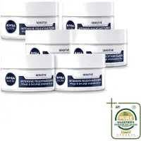 Nivea 6 x Men – Gezichtscrème – Sensitive Intensive – 50 ml - Wasstrips - Gevoelige Huid - Gezichtscrème - Mannelijke Huid - Intensieve Hydratatie - Kamille Extract
