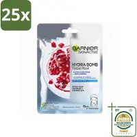 Garnier 25 x - SkinActive - Hydra Bomb Sheet Mask - Granaatappel - Gezichtsmasker - 1 Gezichtsreinigingsmiddel - Wasstrips - Gezichtsverzorging - Gezichtsmasker - Hydraat - Huidverzorging - Droge Huid