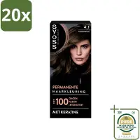 Syoss 20 x - Coloration 4-1 Middenbruin - Haarverf - Grijsdekking - Vermindert Haarbreuk - Wasstrips - Haarverf - Permanent Haarkleuren - Grijsdekking - Haarverf 4-1 - Haarverf Middenbruin