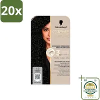 Schwarzkopf 20 x - Haarkleuring - Creme Supreme 1-0 - Natuurlijk Zwart - 245g - Wasstrips - Haarkleur - Permanent - Grijsdekking - Haarverf - Haarverzorging