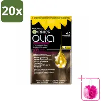 Garnier 20 x - Olia 6 - Haarkleuring - Donkerblond - Zonder Ammoniak - Intense Langhoudende Kleur - 100% Grijsdekking - Bulkverpakking - Haarkleuring - Douchemop - Donkerblond