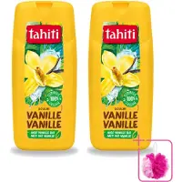 Tahiti 2 x – Douchegel – Vanille - 300 ml - Bulkverpakking - Douchegel vanille - Douchemop - Douchegel voor huidverzorging