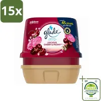 Glade 15 x - Badkamer Gel - Luscious Kers & Pioenroos - 180 g - Grootverpakking - Vaatwasstrips - Geur Gel Badkamer - Bloemige Geur - Frisse Geur - Kersen En Pioenrozen - Geur In Huis