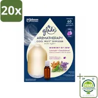 Glade 20 x – Aromatherapy Mist Diffuser – Starterpakket – Houder + Moment of Zen Navulling - 17,4 ml - Grootverpakking - Vaatwasstrips - Aromatherapie - Ontspanning - Lavendel - Sandelhout - Geur