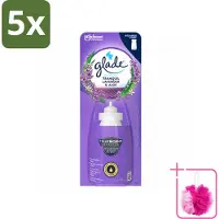 Glade 5 x - Sense & Spray Navulling - Tranquil Lavender & Aloë - 18 ml - Bulkverpakking - Geur - Douchemop - Rust