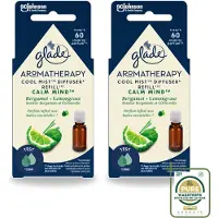 Glade 2 x – Aromatherapy Mist Diffuser Navulling – Calm Mind – 17,4 ml - Wasstrips - Aromatherapie - Ontspanning - Luchtverfrisser - Bergamot - Citroengras