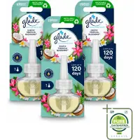 Glade 3 x - Navulling Elektrische Olie - Exotic Tropical Blossoms - Zonder Houder - Grootverpakking - Vaatwasstrips - Tropische Geur - Monoi Olie - Exotische Bloemen - Kokosmelk - Geurhoudend