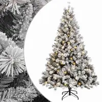 vidaXL - Kunstmatige - Hinged - Kerstboom - 240 - cm - 300 - LED's - Warmwit