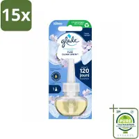 Glade 15 x - Navulling Elektrische Olie - Pure Clean Linen - Zonder Houder - Grootverpakking - Vaatwasstrips - Geur - Linen - Sfeer - Geurafgifte - Essentiële Oliën