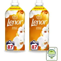 Lenor 2 x - Wasverzachter - Amber & Orchidee - Fris & Zacht - 87 Wasbeurten - Grootverpakking - Vaatwasstrips - Wasverzachter - Geur - Frisheid - Ontspanning - Wasgeur