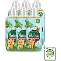 Robijn 6 x - Kokos Sensation - Wasverzachter - Tropische Geur - 33 Wasbeurten - 825 ml - Grootverpakking - Vaatwasstrips - Wasverzachter - Kokosgeur - Wasroutine - Zachte Kleding - Tropisch Geur