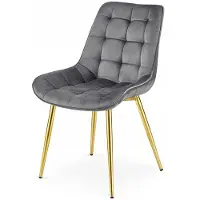 Leobert BERA Eetkamerstoelen – Set van 4 – Grijs Velvet – Goudkleurige Poten – Comfortabele Gestoffeerde Zitting – Modern Design – Velvet Stoel voor Woonkamer, Keuken en Eetkamer – Max. 110 kg per Stoel