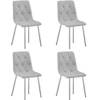 Leobert LIBRA Eetkamerstoelen – Set van 4 – Grijs Stof – Metalen Poten – Comfortabele Gestoffeerde Zitting – Modern Design – Voor Woonkamer, Keuken en Eetkamer – Max. 110 kg per Stoel
