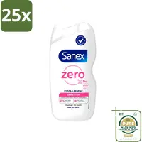 Sanex 25 x Zero% - Douchegel - Gevoelige Huid - 0% Parfumsulfaten - Hypoallergeen - 400 ml - Wasstrips - Gevoelige Huid - Hypoallergene Douchegel - 0% Parfum - 0% Sulfaten - Milde Reiniging