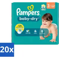 Pampers 20 x – Luiers – Baby-Dry Maat 3 (6-10 kg) – 34 Luiers - Voordeelverpakking - 20 stuks