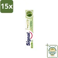 Signal 15 x - Integral & Actions - Tandpasta - Natuurlijke Kruiden - Gerecyclede Verpakking - 75 ml - Wasstrips - Tandpasta - Natuurlijke Kruiden - Fluoride - Tandbederf - Tandplak