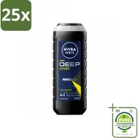 Nivea 25 x MEN - Douchegel - Deep Sport - 500 ml - Grootverpakking - Vaatwasstrips - Sportdouchegel - Mannelijke Douchegel - Diepe Reiniging - Zweet Verwijderen - Frisheid