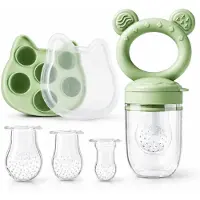 VHV - 2 stuks Baby Fruitspeen - Ijsblokjesvorm met deksel - Baby Speen met Bijtring - Babyvoeding bewaarbakjes - Vriezer bakjes - 100% Siliconen - 3 Speenmaten S/M/L - BPA-vrij - 5+ maanden