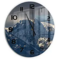 Tulup Wandklok - Giewont in de winter Wandklok Glas Met Motief - fi60 cm - Grijs Decoratieve Glazen Klok - Zwarte handen - Ronde Klok - Gekleurde Glazen Klok - Glazen Klok Met Print