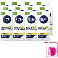 Nivea 12 x MEN - Sensitive - Gezichtscrème met SPF 15 - 75 ml - Bulkverpakking - Gevoelige huid - Douchemop - Gezichtscreme