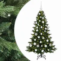 vidaXL - Kunstkerstboom - met - kerstbal - 150 - cm - 150 - LED's - Warmwit