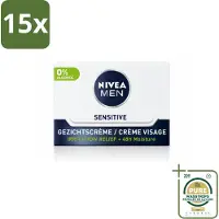 Nivea 15 x MEN - Sensitive - Dagcrème Gezicht - 50 ml - Wasstrips - Gevoelige Huid - Dagcrème - Gezichtsverzorging - Alcoholvrij - Kamille