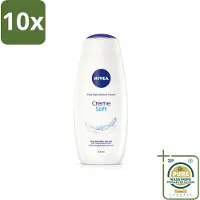 Nivea 10 x - Douchecrème - Zacht - Huidbeschermend - Amandelolie - 500 ml - Wasstrips - Douchecrème - Huid Verzorging - Amandelolie - Zijdezachte Huid - Milde Reiniging