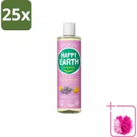 Happy Earth 25 x – Douchegel – 100% Natuurlijk Lavender Ylang – 300 ml - Bulkverpakking - Douche gel - Douchemop - Natuurlijke douche