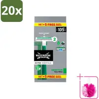 Wilkinson 20 x - Wegwerpscheermesjes - Extra Essential 2 Sensitive - Zacht - 15 mesjes - Bulkverpakking - Wegwerpscheermesje - Douchemop - Scheermesje