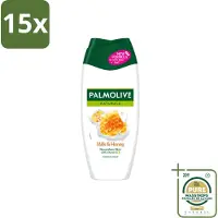 Palmolive 15 x – Douchecrème – Milk & Honey - 250 ml - Wasstrips - Douchecrème - Voedende Douchecrème - Melk En Honing - Huid Verzorging - Hydraatende Douchecrème
